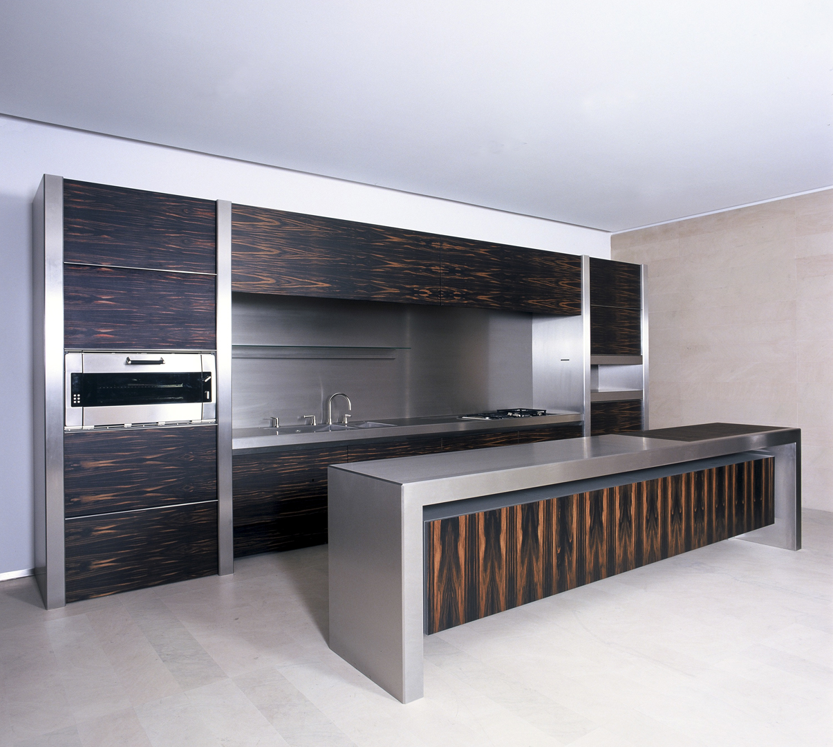 Strato_design_Non Plus Ultra_bespoke kitchen project in Milano_Ebony wood_mat stainless steel_001