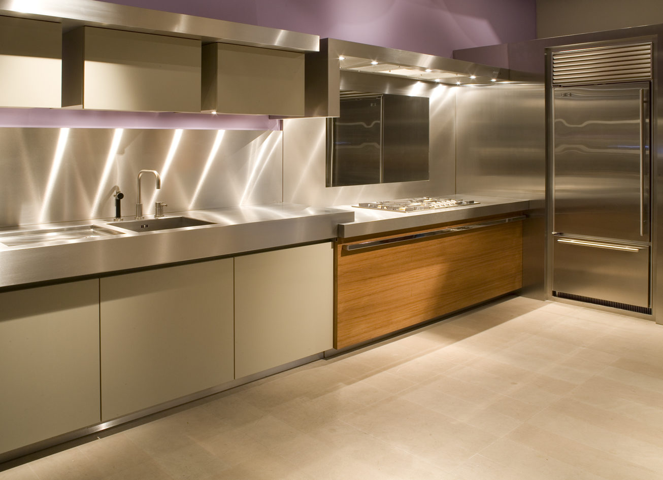 Strato_design_Non Plus Ultra_bespoke kitchen project in Milano_Teak wood_mat stainless steel_stratocolor tortora_11_liv
